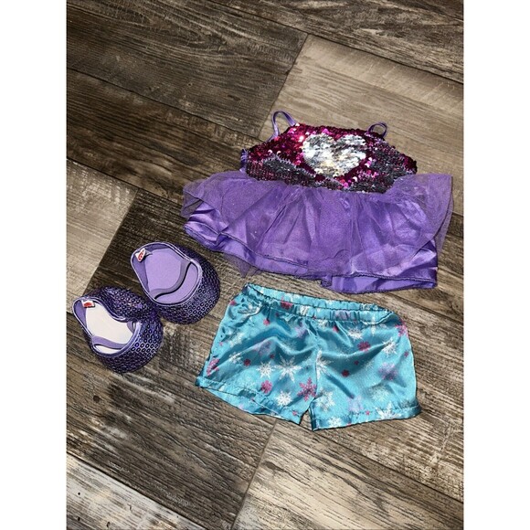 Build A Bear Sequin Heart Pajama Full Outfit 3pc. - Picture 1 of 6